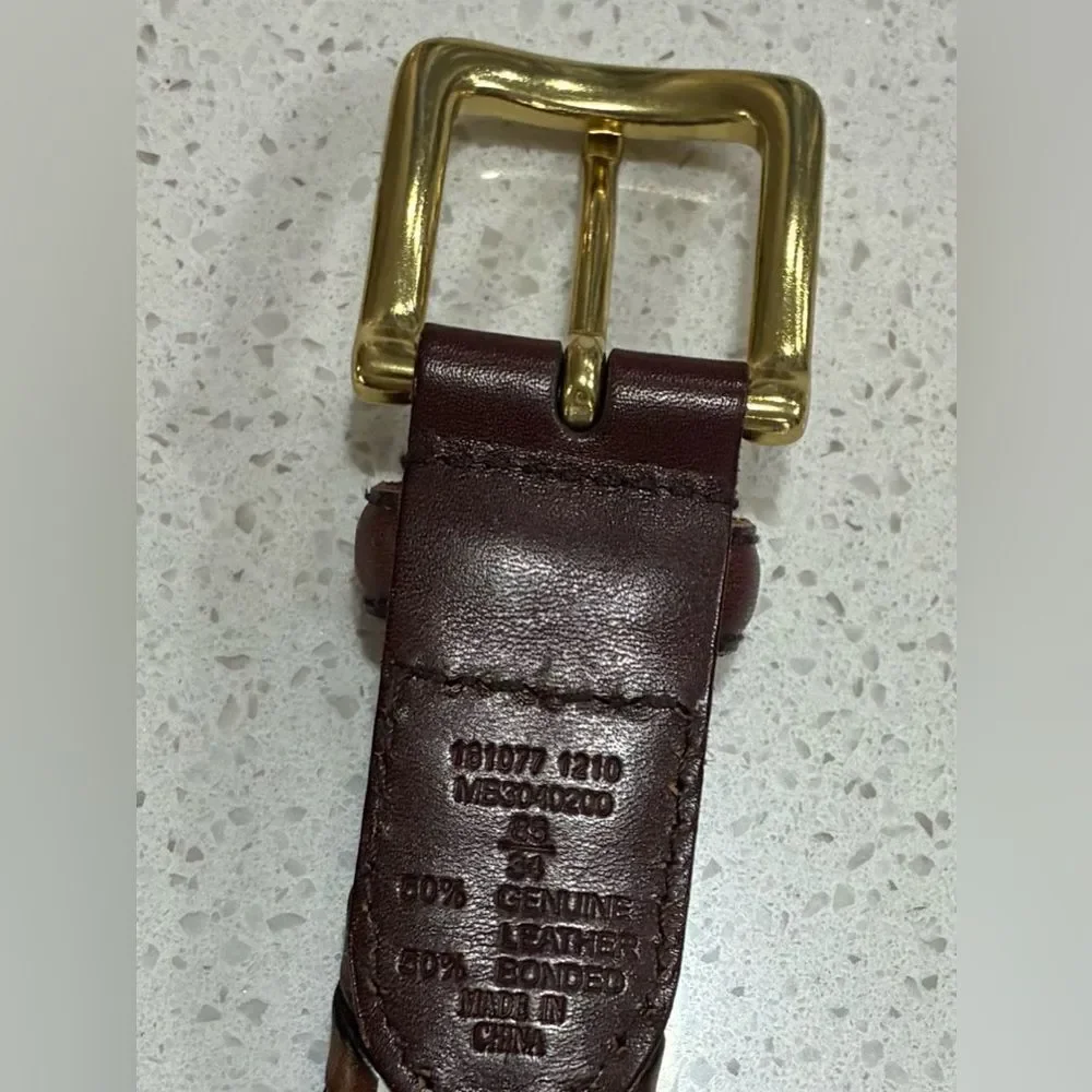 Fossil Vintage Brown Braided Leather Belt Size 34 Brass Buckle LNWT